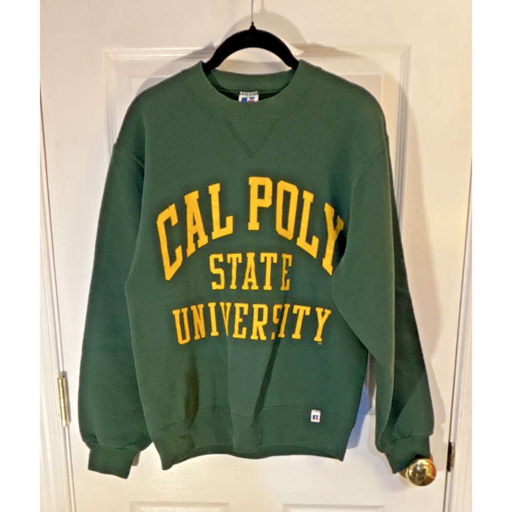 Russell Athletic Cal Poly Mustangs State University Green Sweatshirt Size S